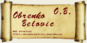 Obrenko Belović vizit kartica